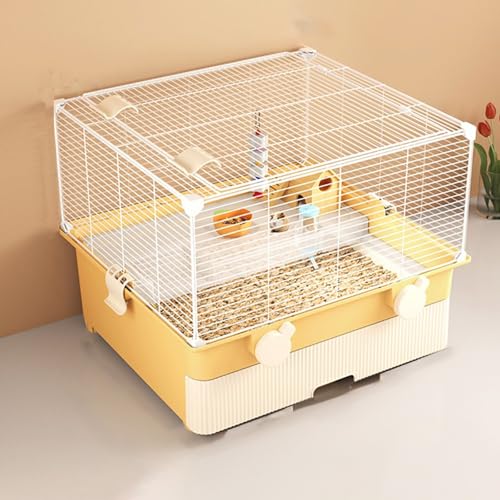 Hamsterkäfig, Transparenter Rennmauskäfig und Gehege, Extra Große Panoramatür, Einfache Reinigung und Beobachtung mit Ausziehbaren Schubladen(8pcs) von SQUZO