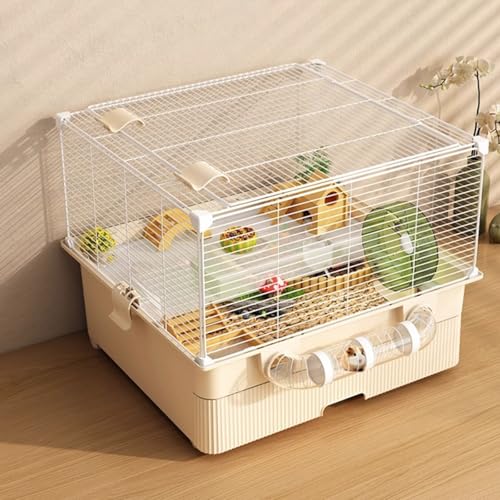 Hamsterkäfig, Zweistöckiger Zwerghamsterkäfig, Hamstergehege mit Aufklappbarem Deckel, Laufrad Und Tunnel, Versteck für Hamster, Ratten, Mäuse und Frettchen Hamsterkäfig, Zweistöckiger Zwerghamsterkäfig, Hamstergehege mit Aufklappbarem Deckel, Laufrad Und Tunnel, Versteck für Hamster, Ratten, Mäuse und Frettchen von SQUZO