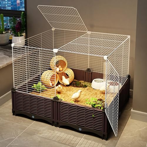 Hühnerstall, Geflügelkäfig und Kaninchenstall – Selbstmontage, großer Raum, verschlüsseltes Eisengitter, Beste Wahl für die Indoor-Outdoor-Landwirtschaft für Tierbesitzer(74 * 37 * 55cm) von SQUZO