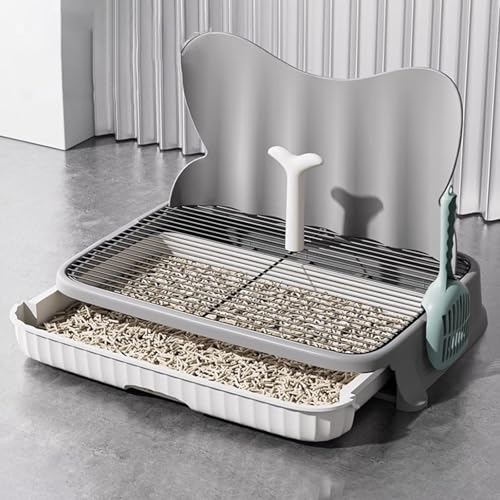 Hundetoilette mit Trainingspfosten, tragbares 18-mm-Toilettentablett mit auslaufsicherem Metallgitter, for Welpen und Erwachsene Hunde im Innen- und Außenbereich(Gray) von SQUZO