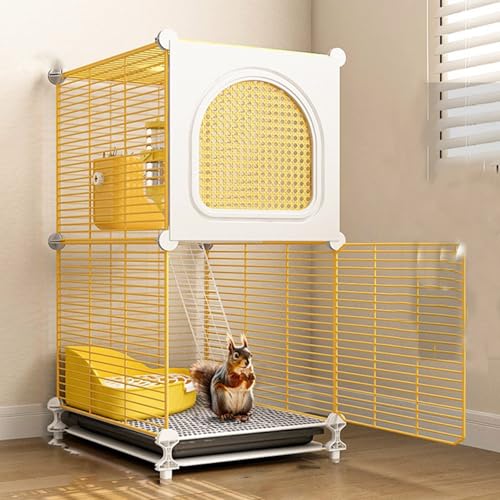 Käfige for Meerschweinchen, Haustierkäfige, Frettchenkäfige, Hasenkäfige, Chinchillakäfige, Erweiterbarer Laufstall for Kleintiere, DIY Mit Schlafbereichfor Hasen, Kaninchen Und(36 * 36 * 78cm) von SQUZO