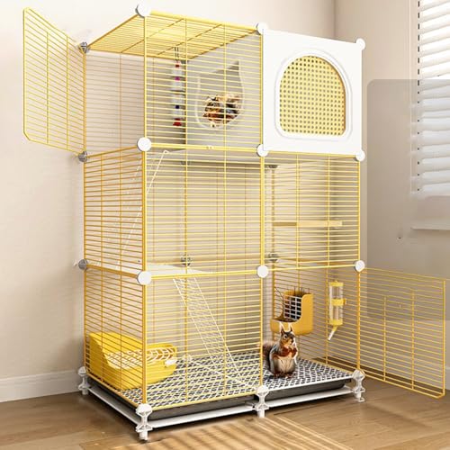 Käfige for Meerschweinchen, Haustierkäfige, Frettchenkäfige, Hasenkäfige, Chinchillakäfige, Erweiterbarer Laufstall for Kleintiere, DIY Mit Schlafbereichfor Hasen, Kaninchen Und(72 * 36 * 113cm) von SQUZO
