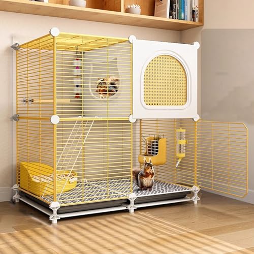 Käfige for Meerschweinchen, Haustierkäfige, Frettchenkäfige, Hasenkäfige, Chinchillakäfige, Erweiterbarer Laufstall for Kleintiere, DIY Mit Schlafbereichfor Hasen, Kaninchen Und(72 * 36 * 78cm) von SQUZO