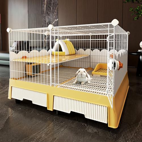 Kaninchenkäfig mit Tablett, Kleintierstall für Meerschweinchen, Kaninchen, Katzen, Hunde und Chinchillas(White,96 * 56 * 66cm-a) von SQUZO