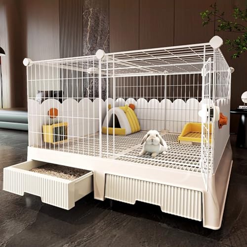 Kaninchenkäfig mit Tablett, Kleintierstall für Meerschweinchen, Kaninchen, Katzen, Hunde und Chinchillas(Yellow,96 * 56 * 66cm-b) von SQUZO