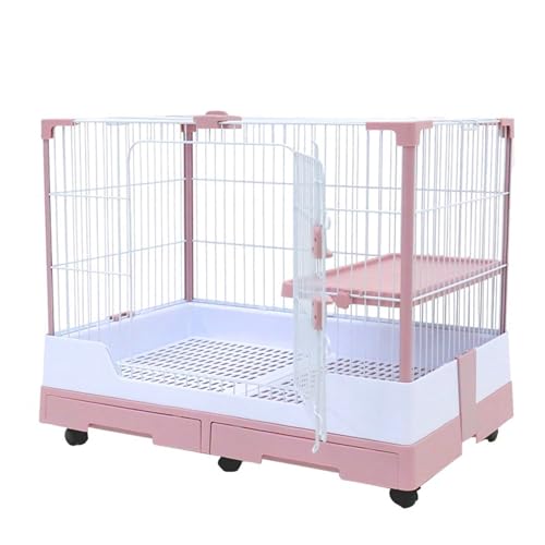 Meerschweinchenkäfig, Doppellagiger Kaninchenkärig, Innen- und AußEngehege Mit Sicherheitsmatten und Netz für Kleintiere(Pink) von SQUZO