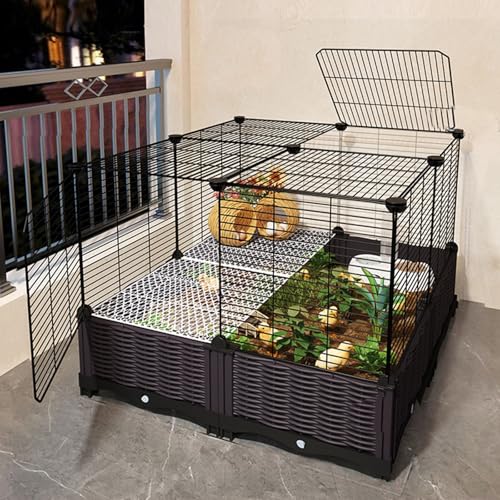 Meerschweinchenkäfig, Kaninchenkäfig, Verhindert Das Entkommen, Einfache Montage, GeräUmiges Design mit Bepflanzbarem/Einstreubarem Boden für Kleine Haustiere, für 2–9 HüHner(74 * 74 * 55cm-b) von SQUZO