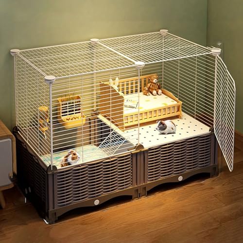Meerschweinchenkäfig, Verhindert Das Entkommen, Einfache Montage, Geräumiges Design mit Bepflanzbarem/Einstreubarem Boden für 1–2 Kleine Haustiere(74 * 37 * 55cm-b) von SQUZO