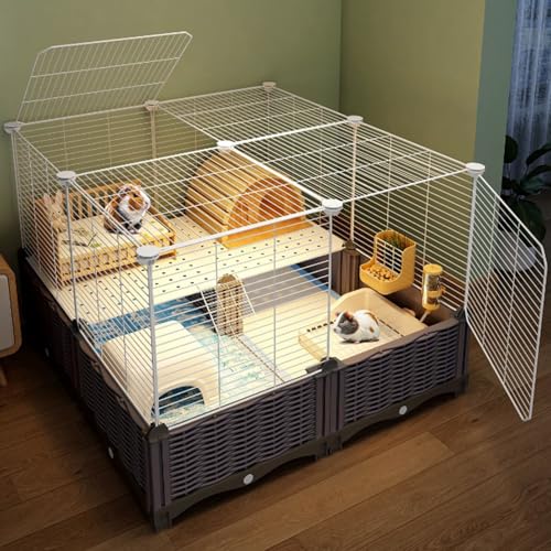 Meerschweinchenkäfig, Verhindert Das Entkommen, Einfache Montage, Geräumiges Design mit Bepflanzbarem/Einstreubarem Boden für 1–2 Kleine Haustiere(74 * 74 * 55cm-b) von SQUZO