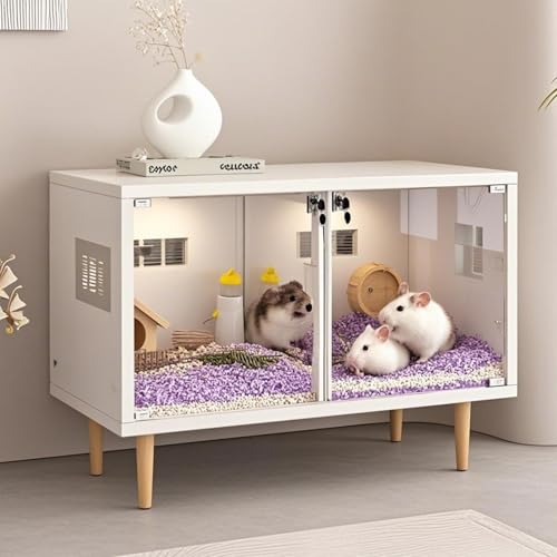 Meerschweinchenkäfig Aus Holz, Leicht Zu Reinigen, Kann Als Tv-Schrank Verwendet Werden, für 2-3 Kleine Haustiere - Abgebildetes Zubehör Nicht Im Lieferumfang Enthalten(White) von SQUZO