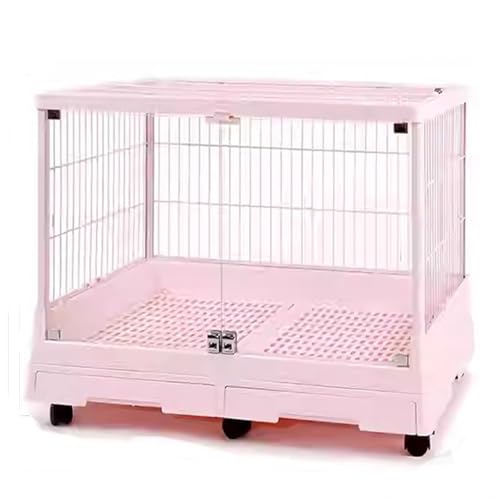 Meerschweinchenkäfig mit Transparenter Tür und Bissfestem Rahmen, Kaninchenstall für 2–3 Kleintiere(Pink) von SQUZO