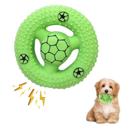 SRIZIAN Quietschendes Hundespielzeug, Latex Welpenspielzeug Hund Kauspielzeug, Quietschendes Interaktives Hundespielzeug zur Zahnreinigung, Hundegeschenk für kleine Mittlere Hunde (grün) von SRIZIAN