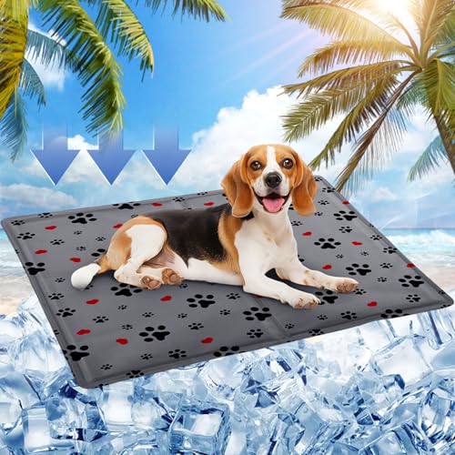 Kühlmatte Hund,65x50cm Kühlmatte Katze,Kühldecke Hund mit Selbstkühlend Ungiftiges Gel,Kühlmatte für Hunde&Kühldecke Katze Wasserdicht Reißfest,Katzen Kühlmatte Perfekt für Heiße Sommertage-Fußabdruck Kühlmatte Hund,65x50cm Kühlmatte Katze,Kühldecke Hund mit Selbstkühlend Ungiftiges Gel,Kühlmatte für Hunde&Kühldecke Katze Wasserdicht Reißfest,Katzen Kühlmatte Perfekt für Heiße Sommertage-Fußabdruck von SRJEQC