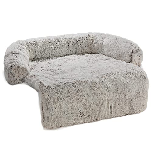 Hundebett Katzenbett Hundebettmatte Abdeckung für Sofa, Flauschige Hundebetten, Kissen, Hundebett, Sitz, Auto, Haustierdecke(White Brown,L) von SRKATI