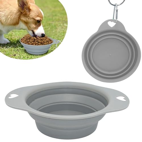 2 Stück graue Silikon-Napf für Katzenfutter, tragbar, 470 ml, Wassernapf für Hundefutter, zusammenklappbar, 705 ml, Haustierfütterungszubehör, Camping- und Hundezubehör von SRV Hub