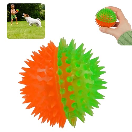 Crystal Spiky LED-Ball, 7 cm, orange/grün, blinkendes Massagespielzeug, Plantarfasziitis, Stressabbau, Triggerpunkt-Durchblutung, Physio-Hüpfball von SRV Hub