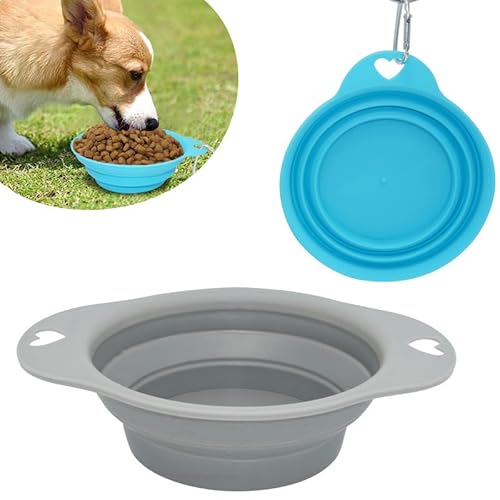 Faltbarer Futternapf aus Silikon, 705 ml, groß, grau, erweiterbar, für Hunde, Camping-Zubehör, 470 ml, tragbarer Katzennapf mit Karabiner-Clip, Lebensmittelaufbewahrung, Haustierzubehör, 2 Stück Faltbarer Futternapf aus Silikon, 705 ml, groß, grau, erweiterbar, für Hunde, Camping-Zubehör, 470 ml, tragbarer Katzennapf mit Karabiner-Clip, Lebensmittelaufbewahrung, Haustierzubehör, 2 Stück von SRV Hub