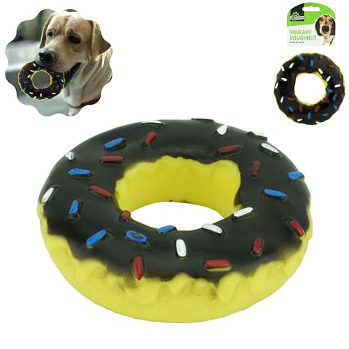 Quietschendes Donut-Spielzeug für Hunde, zum Spielen und Üben, Quietschen, interaktives Leckerli-Spielzeug, unzerstörbar, robustes Spielzeug für Quietsch-Kauer, bestes Spielzeug für Haustiere, Hunde von SRV Hub