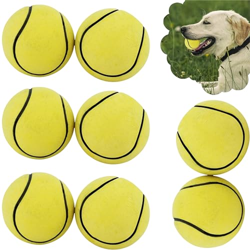 SRV Hub 8 x Hunde-Tennisbälle – langlebige Gummi-Tennisbälle für Hunde und Kinder, sichere ungiftige Trainingsbälle zum Apportieren, Kauen und Spielen im Freien, weiche Anfängerübungsbälle, gelb, 5,5 von SRV Hub