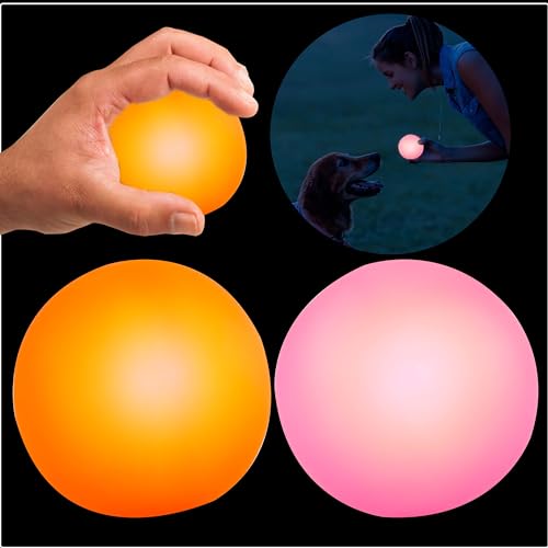 Set mit 2 stacheligen leuchtenden Bällen für Hunde, Rosa und Orange, interaktives LED-Spielzeug für verspielte Welpen, perfekt für sensorische Stimulation, Größe 6,5 cm von SRV Hub