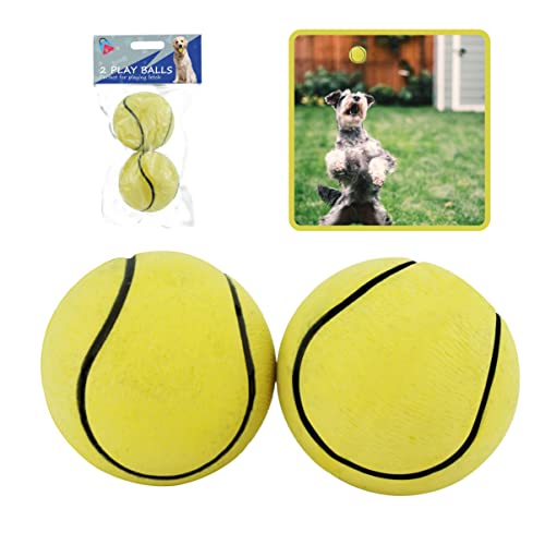 2 x Gummi-Tennisbälle, interaktiver Haustierball, Hundebälle für aggressive Kauer, langlebiges, hochspringendes Spielzeug, Größe 5,5 cm von SRVertex