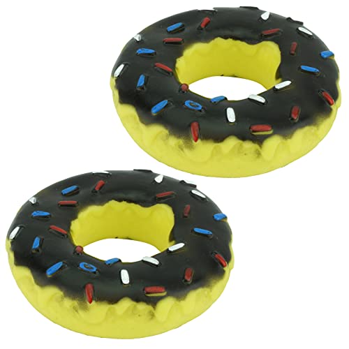 SRV Hub® 2-teiliges Silikon-Donut-Hundespielzeug, quietschendes Kauspielzeug, interaktives Leckerli-Spielzeug, unzerstörbares robustes Spielzeug für Quietschkauen (schwarz) von SRVertex