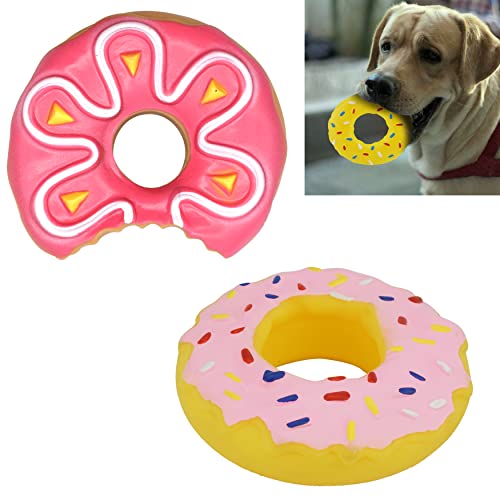 SRV Hub® Quietschendes Donut und Biss Donut Hundespielzeug, interaktives Leckerli-Spielzeug, unzerstörbar, robust, für Quietschkauen (rosa Donuts) von SRVertex