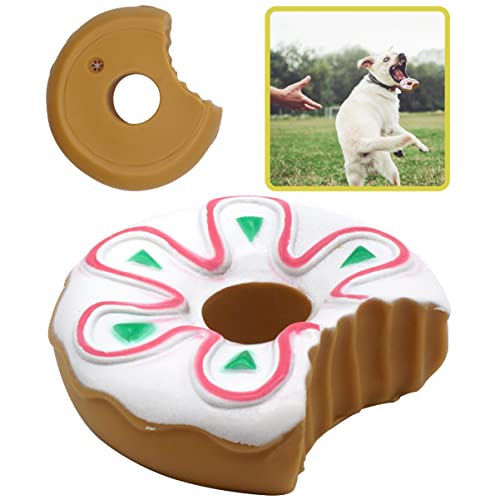 1 x Silikon Quietschender Biss Donut Hundespielzeug, Haustier Quietschen Kauspielzeug, interaktives Leckerli-Spielzeug, unzerstörbares hartes Spielzeug für aggressive Kauer von SRVertex