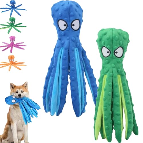 SRXY Whiskerspot - Whiskerspot Octopus Dog Toy,Eco-Friend Octopus Plush,Stuffing Free Octopus Dog Toy,Dogs Chew Toys for Aggressive Chewers,Durable and Fun (2PCS-B) von SRXY