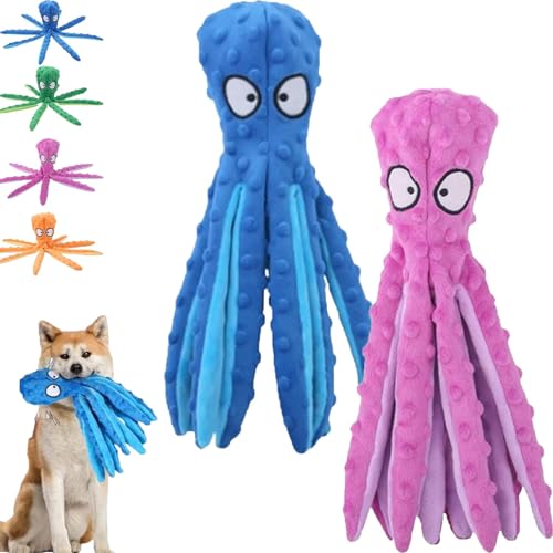 SRXY Whiskerspot - Whiskerspot Octopus Dog Toy,Eco-Friend Octopus Plush,Stuffing Free Octopus Dog Toy,Dogs Chew Toys for Aggressive Chewers,Durable and Fun (2PCS-C) von SRXY