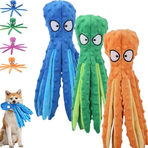 SRXY Whiskerspot - Whiskerspot Octopus Dog Toy,Eco-Friend Octopus Plush,Stuffing Free Octopus Dog Toy,Dogs Chew Toys for Aggressive Chewers,Durable and Fun (3PCS) von SRXY