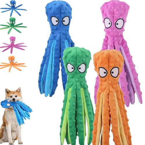 SRXY Whiskerspot - Whiskerspot Octopus Dog Toy,Eco-Friend Octopus Plush,Stuffing Free Octopus Dog Toy,Dogs Chew Toys for Aggressive Chewers,Durable and Fun (4PCS) von SRXY