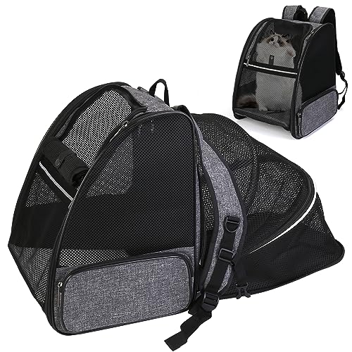 Katzen-Rucksack, erweiterbar, großer Haustier-Tragetasche, Katzen-Büchertasche, von Fluggesellschaften zugelassener Haustier-Reiserucksack, Tragetasche, Outdoor-Wanderrucksack für Hund, Katze, Welpen, von SSAWcasa