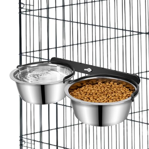 Wassernapf für Hundekäfige, kein Verschütten, 2 Stück, zum Anklemmen, kein Durcheinander, Metallhütte, Wasserfutterschüssel, montierbar, Haustierkäfig-Zubehör, Futterschale, Edelstahl-Stallbecher für Wassernapf für Hundekäfige, kein Verschütten, 2 Stück, zum Anklemmen, kein Durcheinander, Metallhütte, Wasserfutterschüssel, montierbar, Haustierkäfig-Zubehör, Futterschale, Edelstahl-Stallbecher für von SSAWcasa