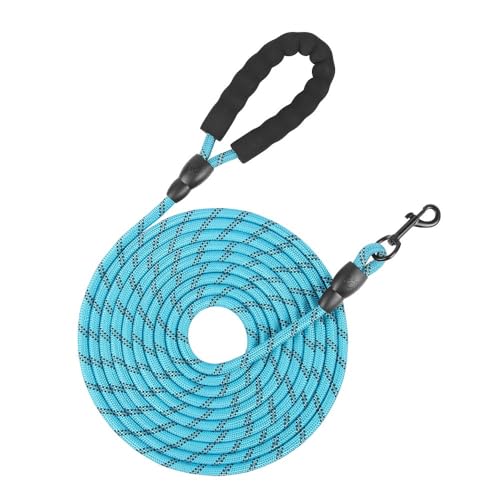 SSDH 5 m, 10 m, 15 m, 20 m Lange Hundeleinen mit Komfortgriff und Verschlusskarabiner Strapazierfähige Leine für Mittelgroße und Große Hunde (Blau, 15M×10MM) von SSDH