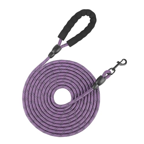 SSDH 5 m, 10 m, 15 m, 20 m Lange Hundeleinen mit Komfortgriff und Verschlusskarabiner Strapazierfähige Leine für Mittelgroße und Große Hunde (Lila, 20M×10MM) von SSDH
