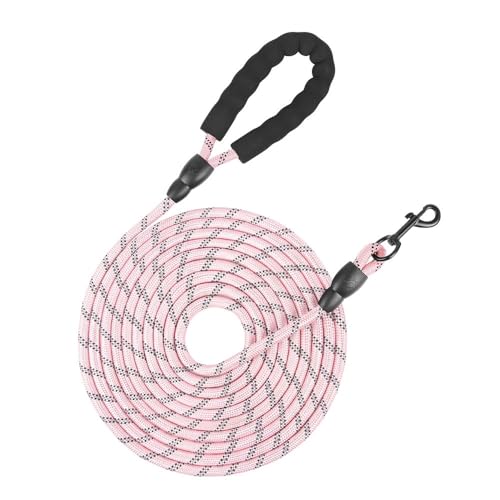 SSDH 5 m, 10 m, 15 m, 20 m Lange Hundeleinen mit Komfortgriff und Verschlusskarabiner Strapazierfähige Leine für Mittelgroße und Große Hunde (Rosa, 5M×10MM) von SSDH