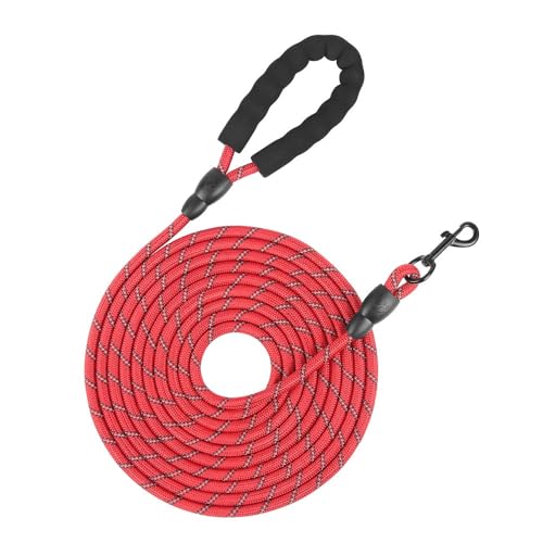 SSDH 5 m, 10 m, 15 m, 20 m Lange Hundeleinen mit Komfortgriff und Verschlusskarabiner Strapazierfähige Leine für Mittelgroße und Große Hunde (Rot, 10M×10MM) von SSDH