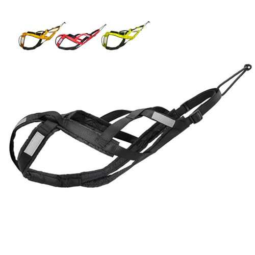 SSDH Hundeschlittengeschirr Zuggeschirr wasserdichtes Nylon mit Reflektorstreifen strapazierfähiges Laufgeschirr für große Hunde (Gelb, 3XL) von SSDH