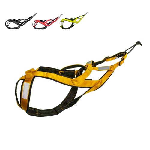 SSDH Hundeschlittengeschirr Zuggeschirr wasserdichtes Nylon mit Reflektorstreifen strapazierfähiges Laufgeschirr für große Hunde (Gelb, L) von SSDH