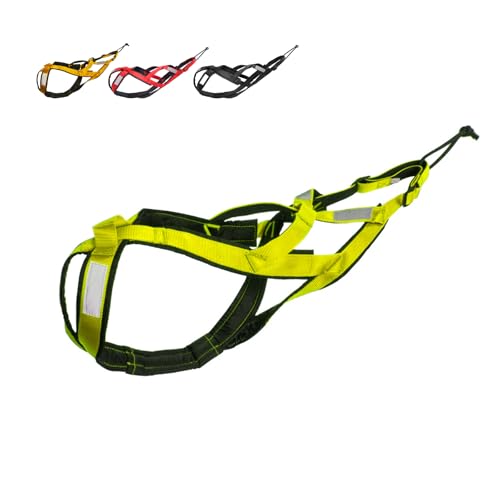 SSDH Hundeschlittengeschirr Zuggeschirr wasserdichtes Nylon mit Reflektorstreifen strapazierfähiges Laufgeschirr für große Hunde (Grün, L) von SSDH