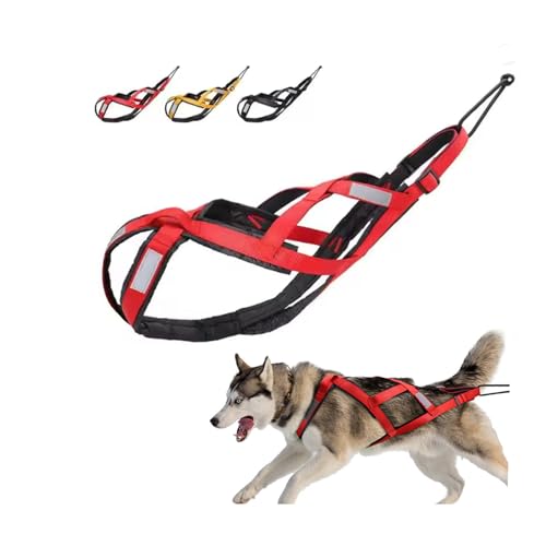 SSDH Hundeschlittengeschirr Zuggeschirr wasserdichtes Nylon mit Reflektorstreifen strapazierfähiges Laufgeschirr für große Hunde (Rot, XL) von SSDH