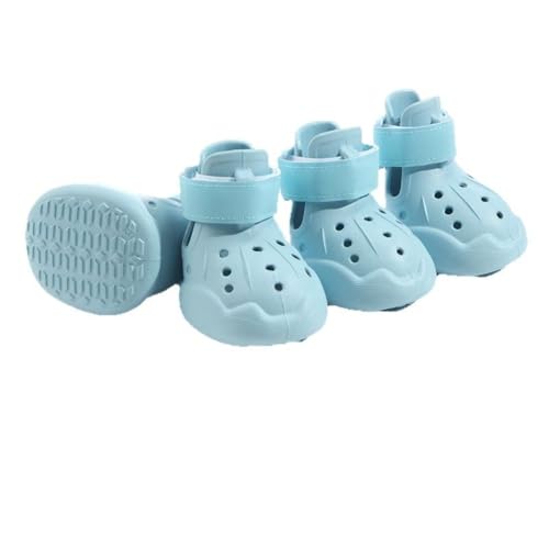 SSDH Hundeschuhe Pfotenschutz Outdoor Hundesandalen für heiße Straßen rutschfeste und wasserdichte Hundestiefel Leicht zu reinigende Strand-Outdoor-Haustierstiefel (Blau, 2#) von SSDH