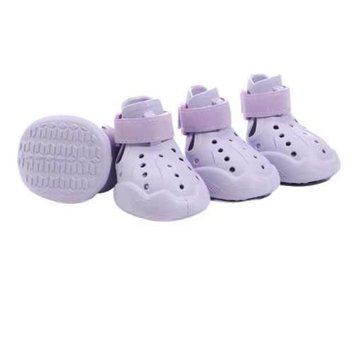 SSDH Hundeschuhe Pfotenschutz Outdoor Hundesandalen für heiße Straßen rutschfeste und wasserdichte Hundestiefel Leicht zu reinigende Strand-Outdoor-Haustierstiefel (Lila, 2#) von SSDH