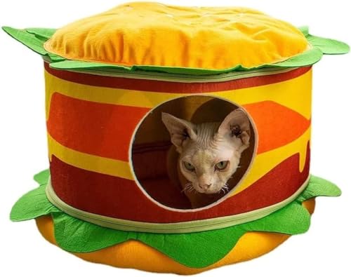 SSDH Katzenhaus Burger-Pommes-Form Katzenhaus Abnehmbares Und Leicht Zu Reinigendes Katzen-Schlafsofa Umwandelbare Form Katzen- Und Hundehaus (Burger) von SSDH