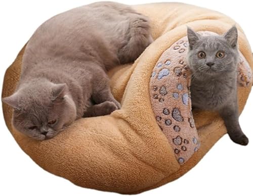 SSDH Katzennest-Schlafsackform Katzenbett Verdickt Weich Kleiner Pfotenabdruck Katzenschlafsack Katzennest Hamburger-Stil Weiches Katzennest (L) von SSDH