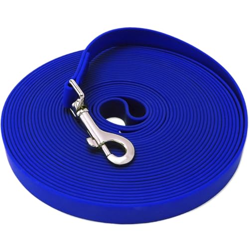 SSDH Robuste wasserdichte Hundeleine 3 m/5 m/10 m/15 m Lange Hundeleine Geeignet für Mittelgroße und Große Hunde zum Training zur Fährtensuche für den Strand und zum Schwimmen (Blau, 5M×1,5CM) von SSDH