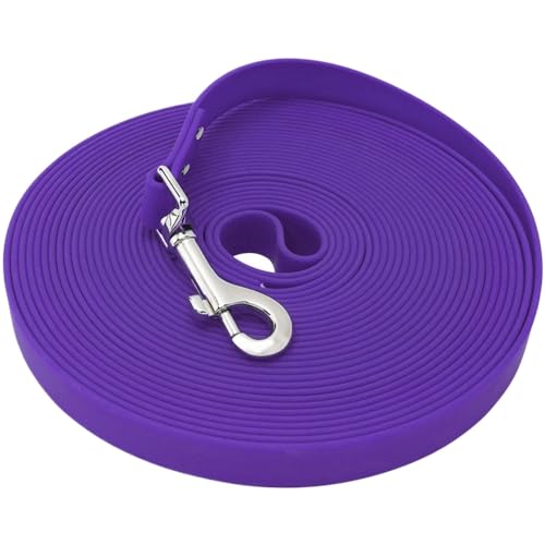 SSDH Robuste wasserdichte Hundeleine 3 m/5 m/10 m/15 m Lange Hundeleine Geeignet für Mittelgroße und Große Hunde zum Training zur Fährtensuche für den Strand und zum Schwimmen (Lila, 10M×1,5CM) von SSDH