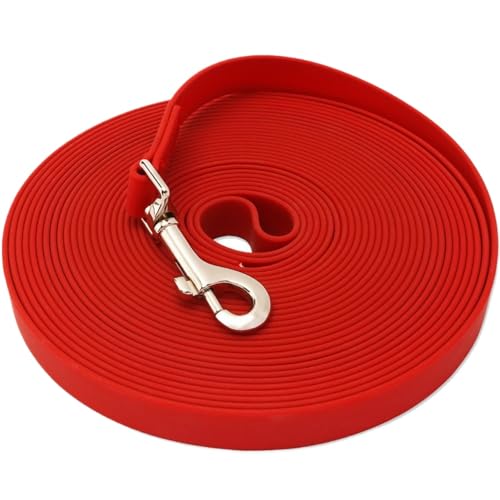 SSDH Robuste wasserdichte Hundeleine 3 m/5 m/10 m/15 m Lange Hundeleine Geeignet für Mittelgroße und Große Hunde zum Training zur Fährtensuche für den Strand und zum Schwimmen (Rot, 10M×1,5CM) von SSDH