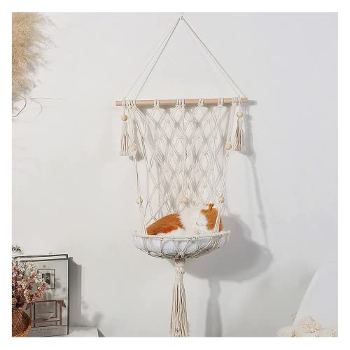 SSDHUA Handgefertigte Katzen-Hängematte für Katzen und Hunde, Hängebett, Quasten-Design, Katzennest, Innenbereich, elegante Wandteppich-Dekoration, Haustier-Katzenhaus-Persönlichkeit, Zuhause SSDHUA Handgefertigte Katzen-Hängematte für Katzen und Hunde, Hängebett, Quasten-Design, Katzennest, Innenbereich, elegante Wandteppich-Dekoration, Haustier-Katzenhaus-Persönlichkeit, Zuhause von SSDHUA